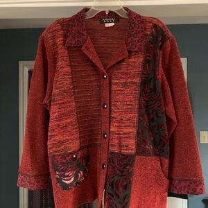 Christina Red Patterned Women's Cardigan